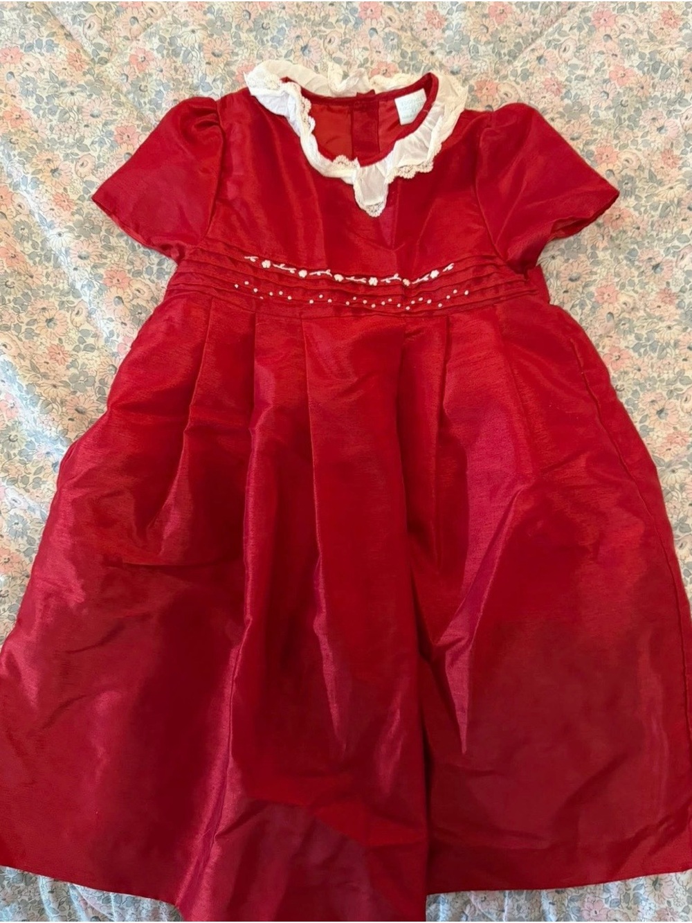 Edgehill Collection Red Dress with White Lace Collar